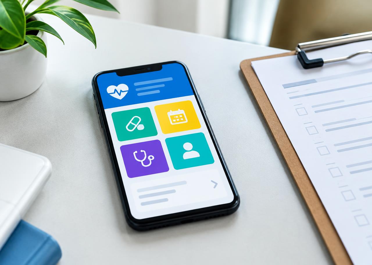 Smartphone with an accessible health app.